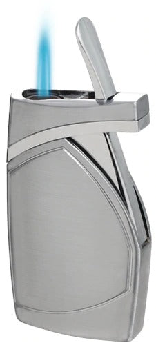 Visol Shark Brushed Chrome Single Torch Flame Cigar Lighter - Crown Humidors