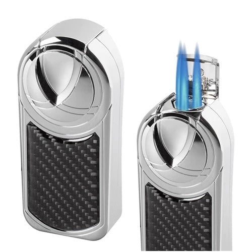 Visol Dobrev Iii Triple Jet Flame Carbon Fiber Cigar Lighter - Crown Humidors