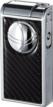 Visol Infinity Flame Chrome and Carbon Fiber Double Torch Cigar Lighter - Crown Humidors