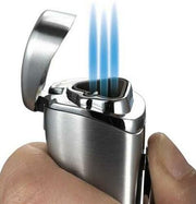 Visol Trulucks Silver Triple Torch Flame Cigar Lighter - Crown Humidors