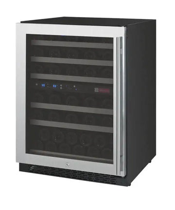 Allavino 24" Wide FlexCount II Tru-Vino 56 Bottle Dual Zone Stainless Steel Left Hinge Wine Refrigerator